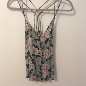 Button-Up Floral Tank Top